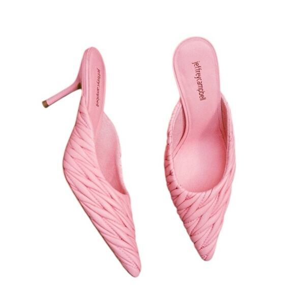 Jeffrey Campbell Copin Pleated Padded Mid Heel Pink Leather Mule size 9 NWOB - Picture 1 of 12
